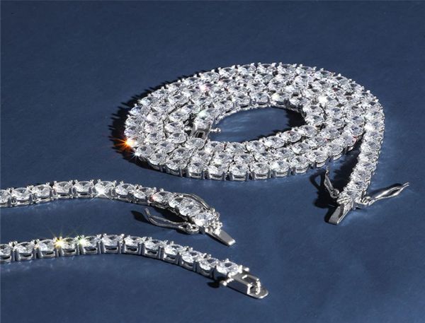 

allergic 4mm 16quot18quot22quot pure 925 sterling silver gold plated cz tennis chain necklace for men women gift4093995