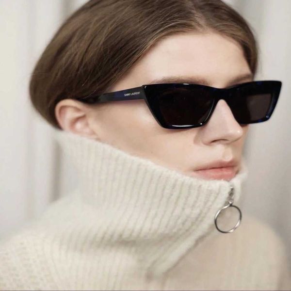 

luxury designer sunglasses 2023 new women's advanced plate slim shading sun uv protection cat eye sunglasses, White;black