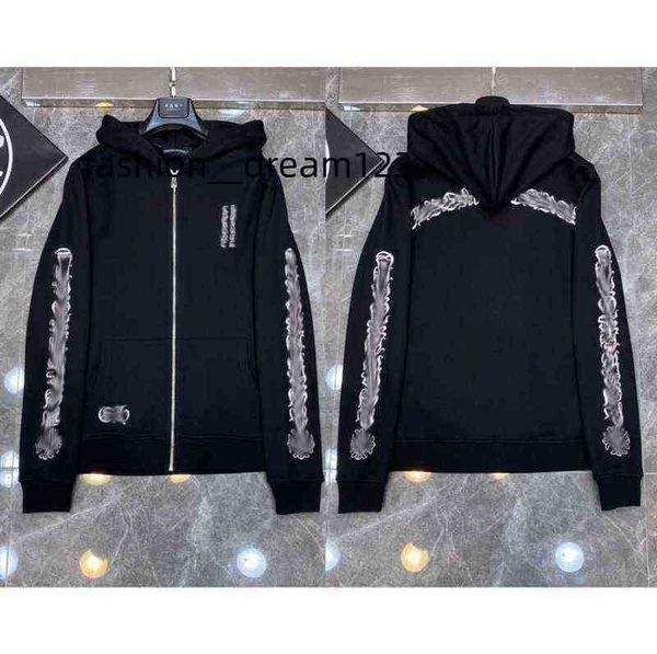 

3a classic mens zipper ch hoodies designer horseshoe sanskrit cross print pullover heart hooded sweatshirts sweater luxury woman jackts fate, Black
