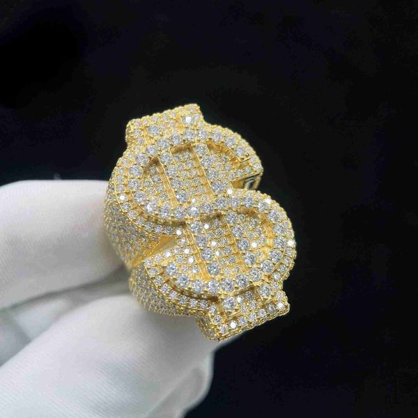 

sparkle custom made bling sterling silver d vvs moissanite diamonds iced out initial letter hip hop finger champion stamp ring
