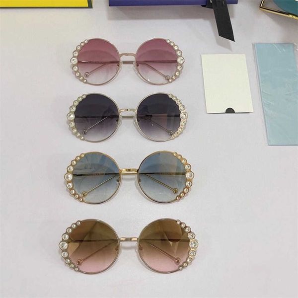 

2023 luxury designer new family f sunglasses female star same style fashionable personality diamond inlaid large round frame sunglasses ff03, White;black