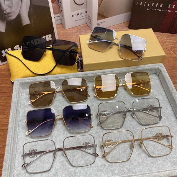 

2023 luxury designer sunglasses new luo yijia metal big square network red ins same personalized lw sunglasses, White;black