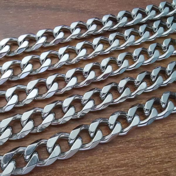 

2meter in bulk curb link chain stainless steel jewelry findings chains marking diy necklace bracelet huge 12mm wide heavy, Silver