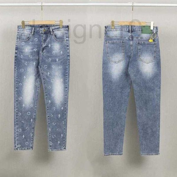 

men's jeans designer 23ss new high street fashion brand men ripped biker slim fit motorcycle denim jean is7y, Blue