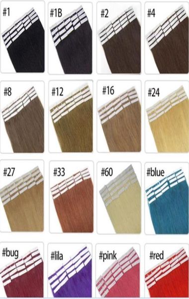 

50g 20pcs 25pcs glue skin weft pu tape in human hair extensions 18  22 24inch brazilian indian hair extension6219146, Black;brown