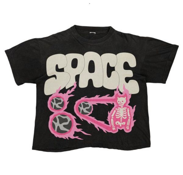 

men's t-shirts summer short-sleeved gothic skull black y2k streetwear european and american fashion print pattern casual cotton t-shirt, White;black