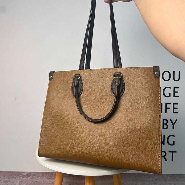 

luxury brand totes high imitation designer tote bag onthego 35cm genuine leather shopping bag m45321 with box zl004