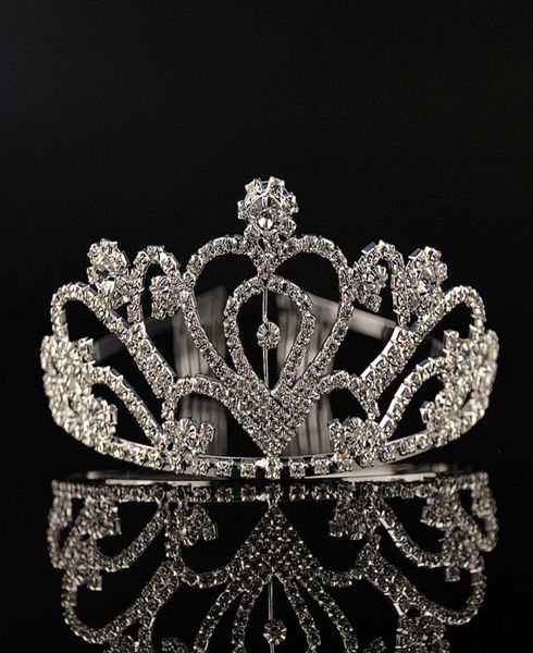 

silver crystals wedding tiaras beaded bridal crowns rhinestone head pieces comb hair accessories pageant tiara4256690