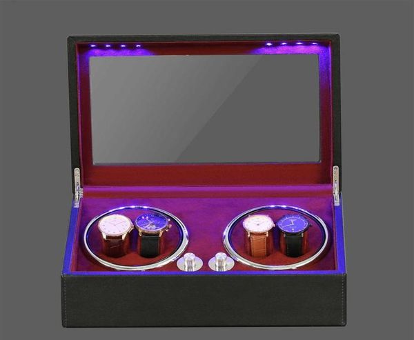 

watch boxes cases 46 winding storage box led winder shake jewelry collection holder automatic display double head silent motor rem7438679, Black;blue