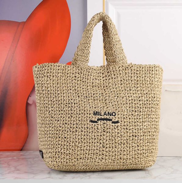 

straw woven handbag women tote bag beach shopping purse shoulder crochet hollow out print embroidery large capacity package new style