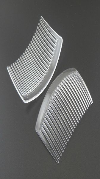 

20pcs 50cm85cm 23teeth clear plain plastic hair combs for diy hair accessories bridal headpiecestransparent side combs2606198, White;golden