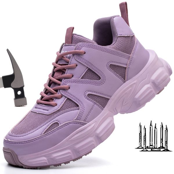 

boots women safety shoes steel toe work safety boots breathable working sneaker lightweight sport work shoes woman boot industrial 230801, Black