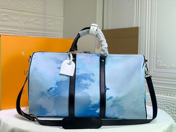 

original design bags women duffel bags blue colorful letter handbags lovers shoulder bags totes keepall 50 totes airport luggage travel bag