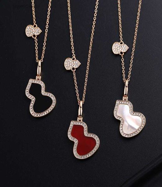 

s925 sterling silver gourd designer necklaces with shining crystal white red black shell fashion bling sweet cute choker n8663409