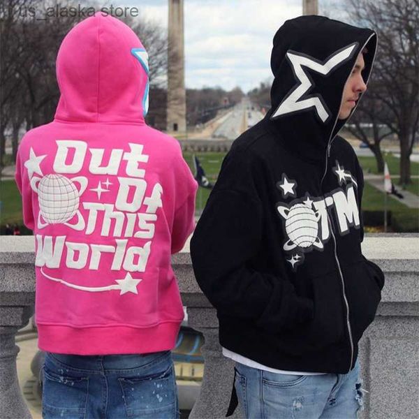 

men's hoodies sweatshirts y2k foaming print hoodies women gothic black zip up oversized sweatshirts female retro harajuku jacket street