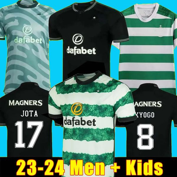

23 24 celtic soccer jerseys home away kyogo#8 edouard 2023 2024 elyounoussi turnbull ajeti christie jota griffiths forrest player men kids k, Black;yellow