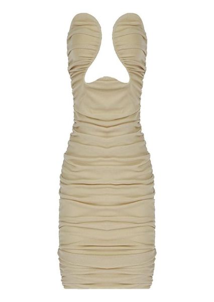 

casual dresses s 2021 women summer black nude cut out strapless ruched short mini party dress whole2362922, Black;gray