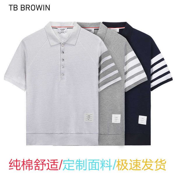 

tb browin2023 summer new water wave polo short sleeve casual four bar, White;black