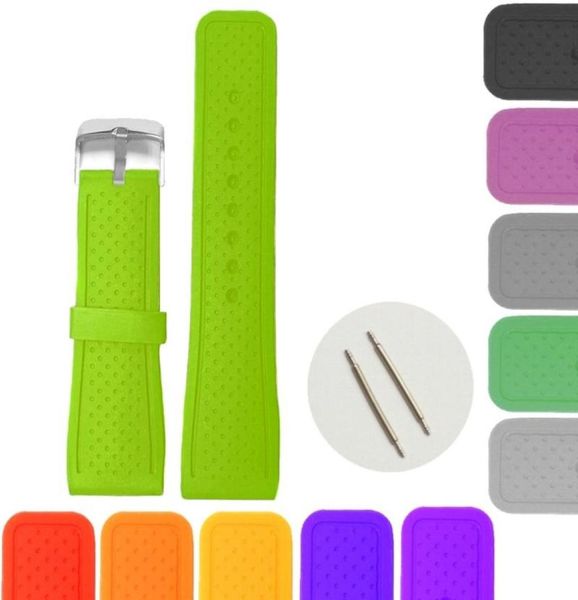 

watch bands 24mm neon green color silicone jelly rubber ladies men band straps orange red blue pink purple grey brown white8871460, Black;brown