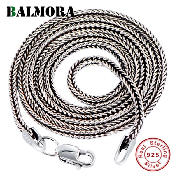 

strands strings balmora real 925 sterling silver foxtail chains chokers long necklaces for women men chic chain jewelry accessory 1632 inche, Black