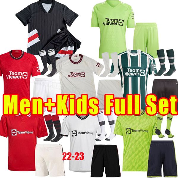 

22 23 24 man soccer jerseys rashford b.fernandes sancho football shirts r.varane maguire cavani shaw manchester full set de gea kids utd goa, Black;yellow