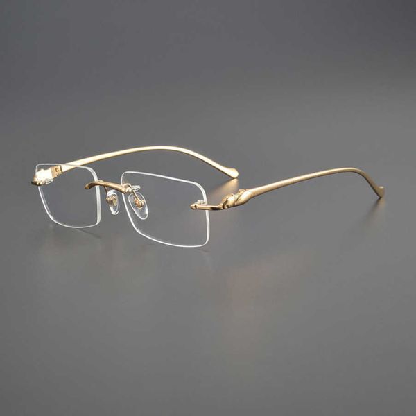 

2023 new luxury designer sunglasses kajia series men's and women's fashion borderless myopia lens pure titanium business eye frame, White;black