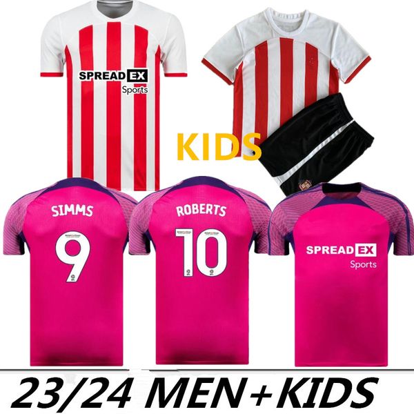 

23/24 sunderland soccer jerseys kids kit player version training home away third 2023 2024 football shirt goalkeeper roberts gooch stewart d, Black;yellow