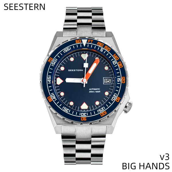 

wristwatches seestern sub600t mens diver watch automatic nh35 movement ceramic bezel lume mechanical wristwatches sapphire waterproof v3 230, Slivery;brown