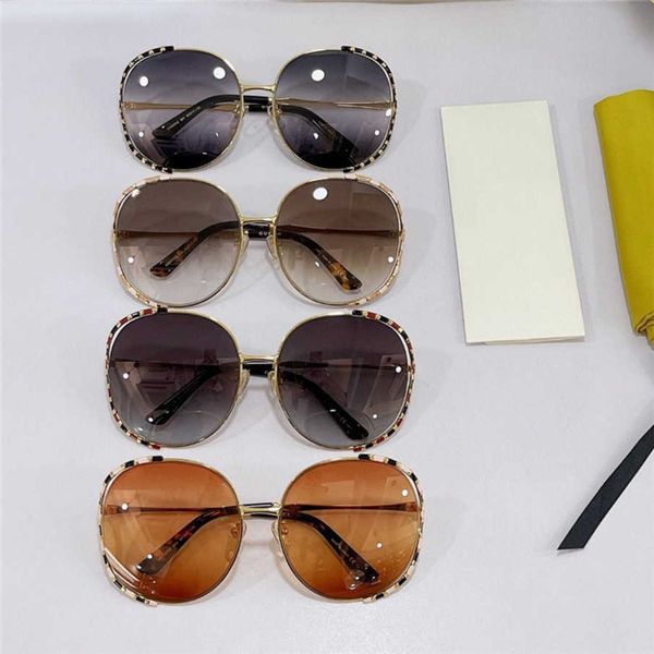 

2023 new luxury designer g family's new fashion herringbone segmented round frame ni ni's same sunglasses gg0595, White;black