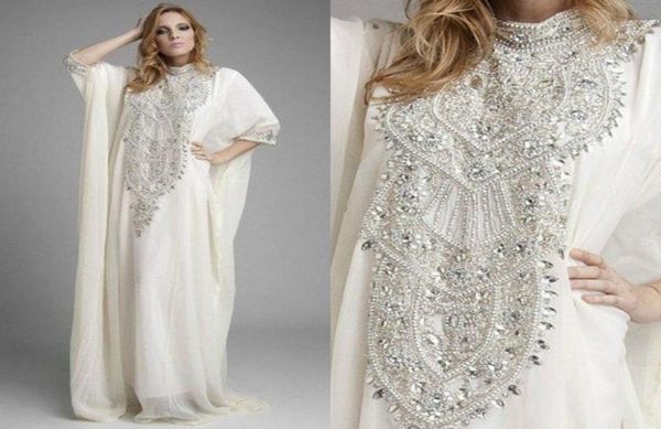 

2019 women arabic dubai high neck kaftan formal evening dresses three quarter sleeves crystal beaded mother prom party long chiffo3799722, Black;red
