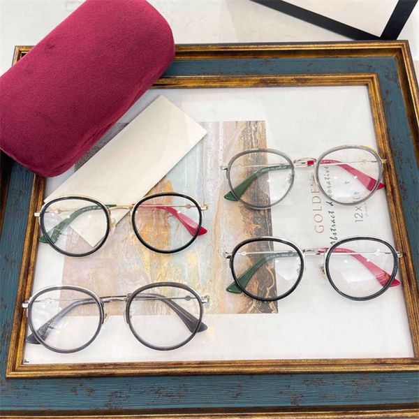 

2023 new luxury designer sunglasses g family classic round business matching degree flat lens myopia frame the same type of glasses 0126, White;black