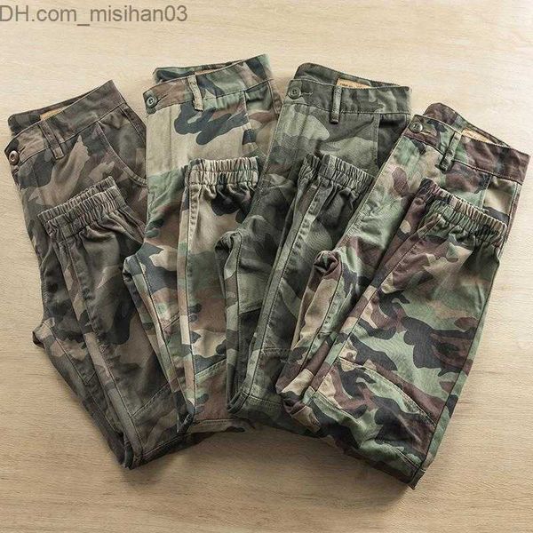 

men's pants men's tie leg cargo pants camouflage harem pants straight zipper men's outerwear retro cotton military jogger str, Black
