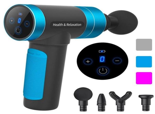 

lcd display massage gun deep muscle massager body massage exercising relaxation slimming shaping pain relief usb with 4 heads 21034820029