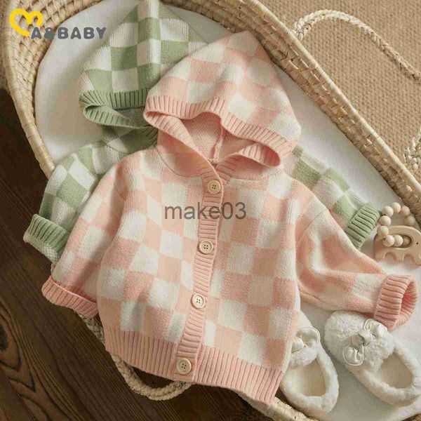 

cardigan mababy 06years toddler kids girls boy clothes warm knit sweater plaid long sleeve hooded butoon clothing j230801, Blue
