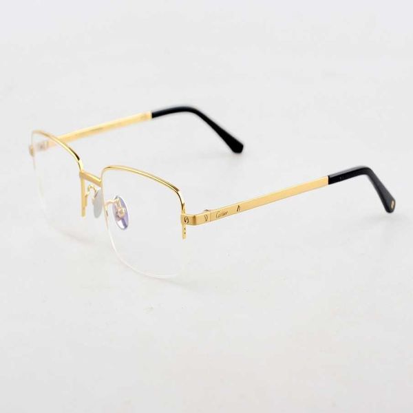 

2023 new luxury designer sunglasses kajia series 0255 men's half myopia frame business pure titanium ultra light glasses, White;black