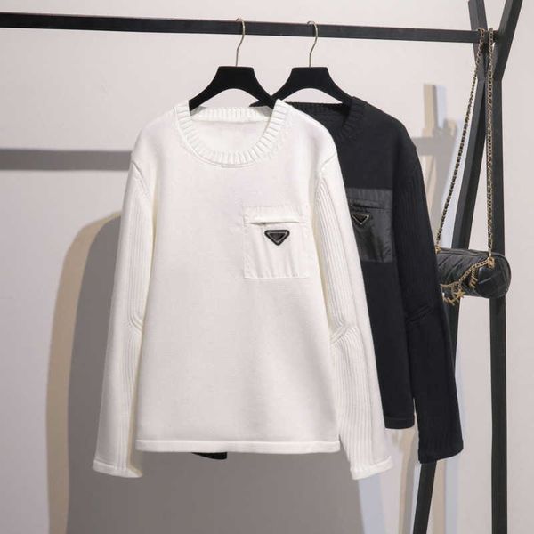 

high version wool sweater mens pullover coat letter jacquard knit sweaters designer round neck hoodie men women warm sweatshirt pocket embro, White;black