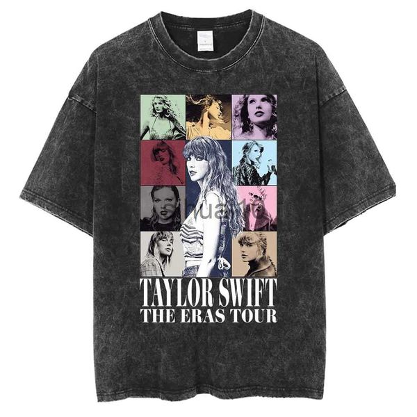 

men's t-shirts taylor music t-shirt vintage the eras tour washed t shirt 100% cotton short sleeve streetwear harajuku loose classic tee, White;black