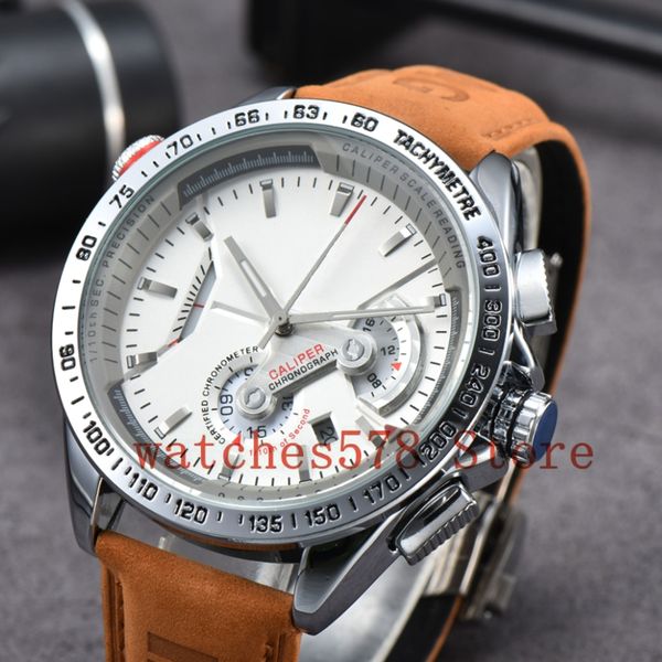 

brand heuxx new luxury mens f1 watch multifunction fashion automatic date sport chronograph designer movement quartz watches montre, Slivery;brown