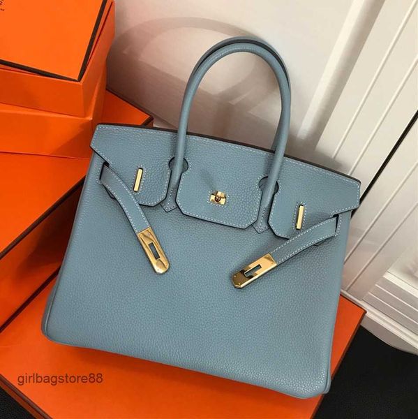 

birkins lady classic bag tote bags hreme togo leather women's hand-held lychee pattern 30cm buckle designer leathers head elephant grey