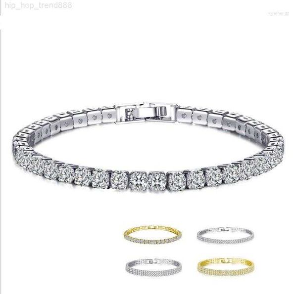 

link bracelets 2023 one row three rows full of diamond zircon crystal from swarovskis fashion ladies bracelet gifts christmas, Black