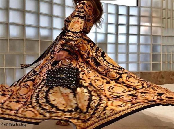 

new vintage split gold christmas dress women winter elegant print maxi dress long sleeve autumn loose party boho sexy2492517, Black;gray