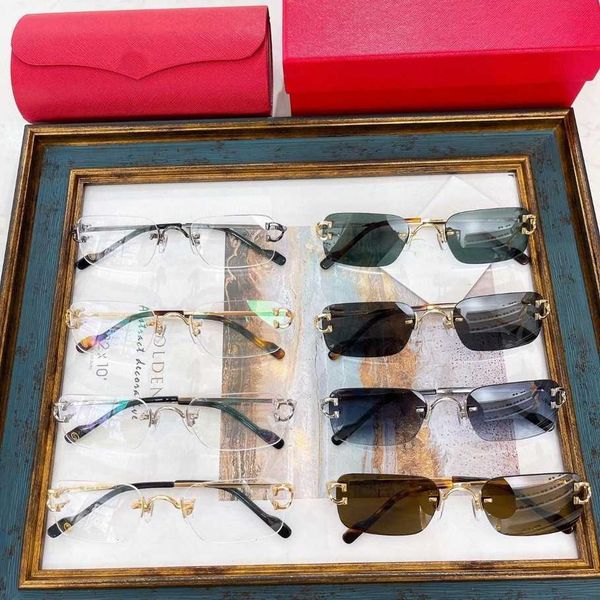 

2023 new luxury designer 23 styles of personalized rimless sunglasses popular stars in the internet red box sunglasses for women ct2452234, White;black
