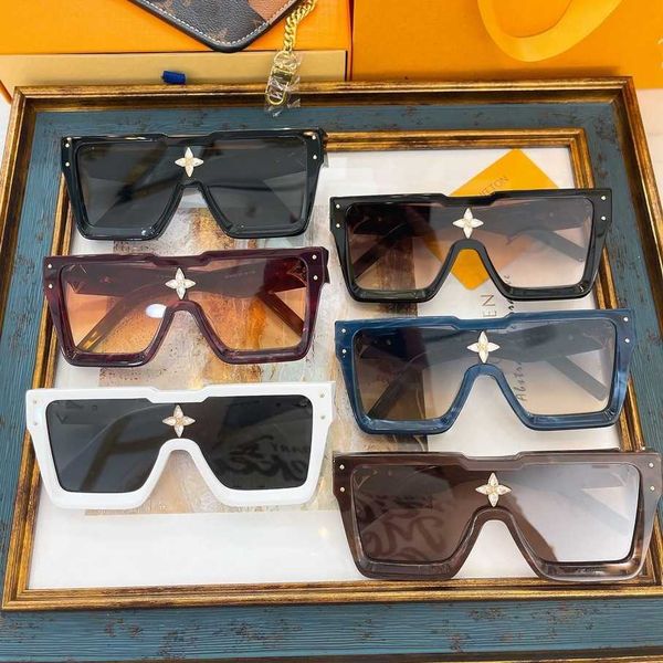 

2023 new luxury designer new female ins same street p plate large box sunglasses fashion male 2191, White;black