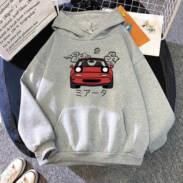 

anime initial d hoodie japanese automotive miata mx5 printed hoody women fashion harajuku graphic hoodies, Black