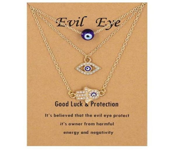 

evil eye necklace and hamsa necklaces turkish blue eye hand pendant necklace 3pcs lucky protection jewelry gift for women girls9840592, Silver
