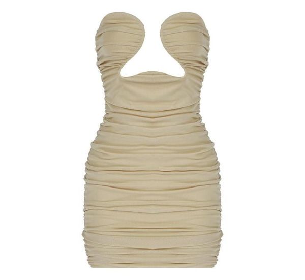 

casual dresses s 2021 women summer black nude cut out strapless ruched short mini party dress whole7218529, Black;gray