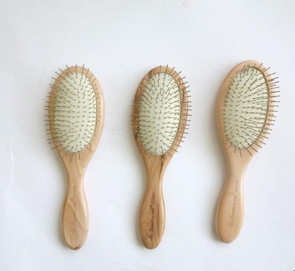 

hair extensions brush comb wooden handle massage with metal pins message white air cushion 6259418, Silver