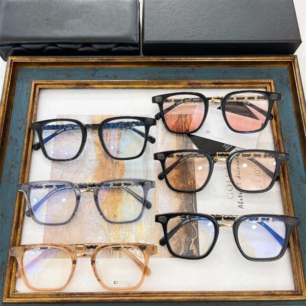 

2023 new luxury designer sunglasses pingguang ch0769 gray large plate eyeglass frame female ins net red same style box knitted mirror leg, White;black
