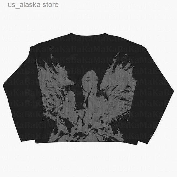 

men's sweaters goth punk oversized knitwear casual streetwear pullover sweaters men's women's face nosebleeds male loose har, White;black