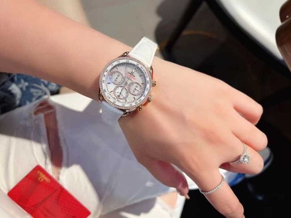 

designer elegant women wrist watch speedmaster watches ztr0 quartz movement iced out diamond bezel leather strap prx uhr perfect gift with b, Slivery;golden